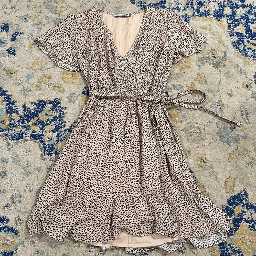 Abercrombie and Fitch cheetah print sun dresses with short sleeves and waist tie